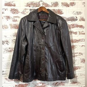 Vintage Maxima Wilson Leather Jacket 90’s Espresso Brown Old Money Retro L